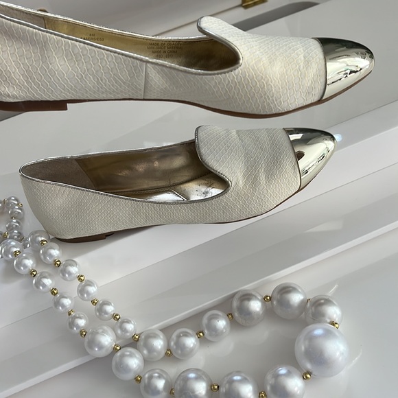 Cream snakeskin flats metal toe - Picture 4 of 8